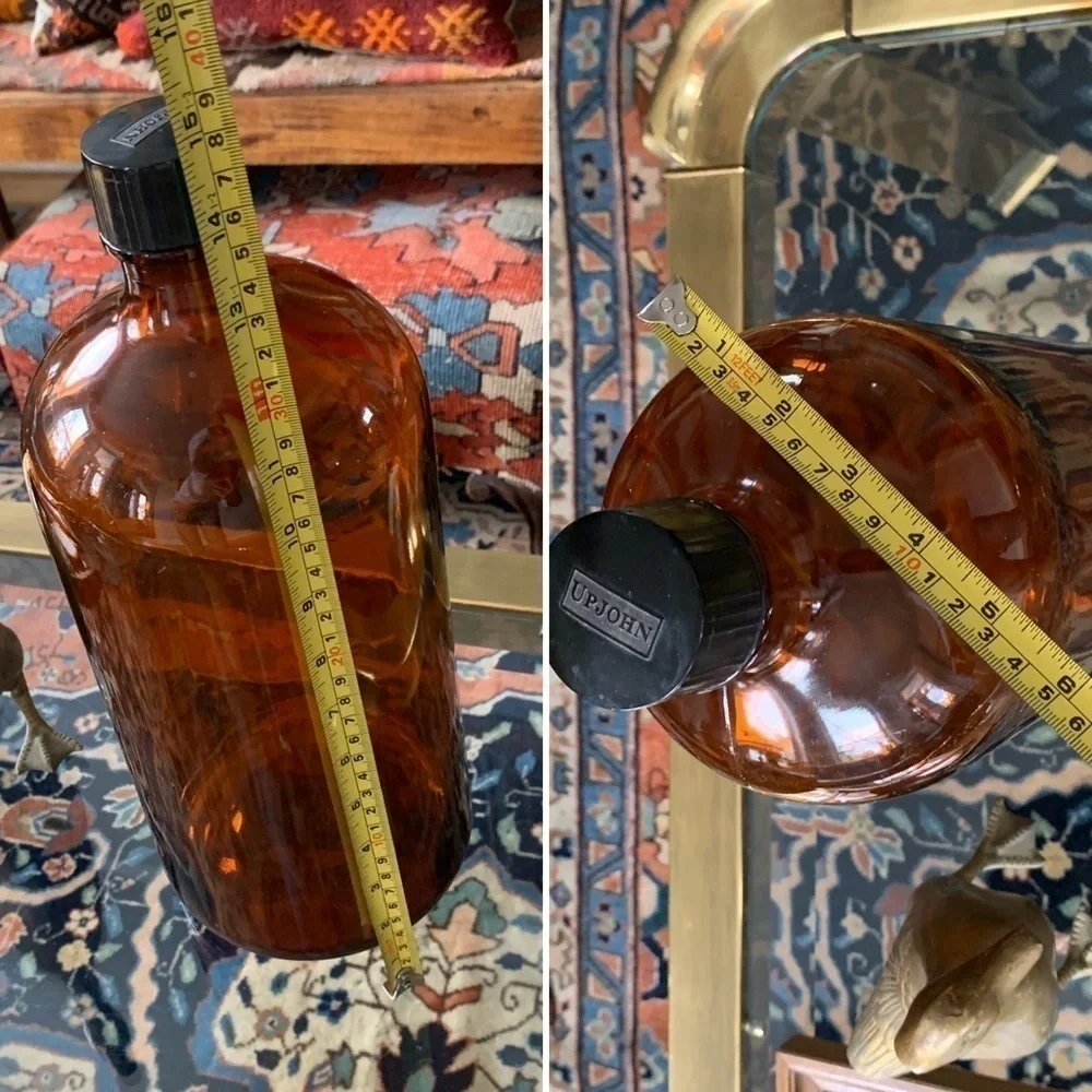 VTG Upjohn Large Amber Glass Pharmacy Bottle